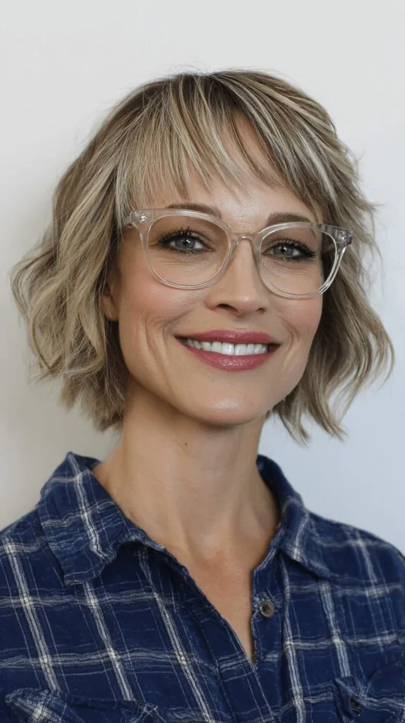 Chic Textured Bob with Bright Blonde Highlights