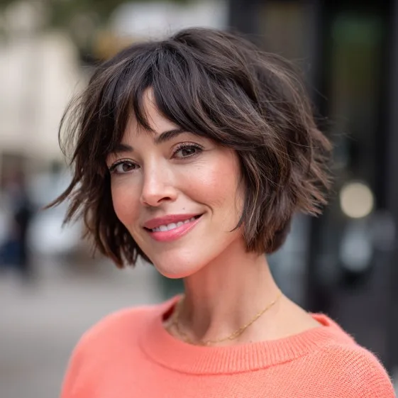 Chic Textured Bob with Playful Bangs