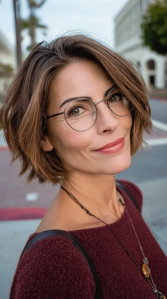 Chic Textured Bob with Sassy Blonde Highlights