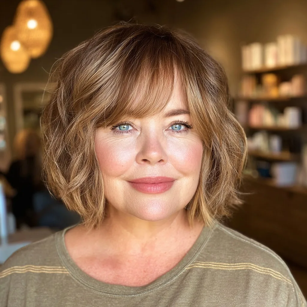 Chic Textured Bob with Soft Face-Framing Bangs