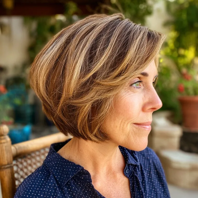 Chic Textured Bob with Subtle Highlights