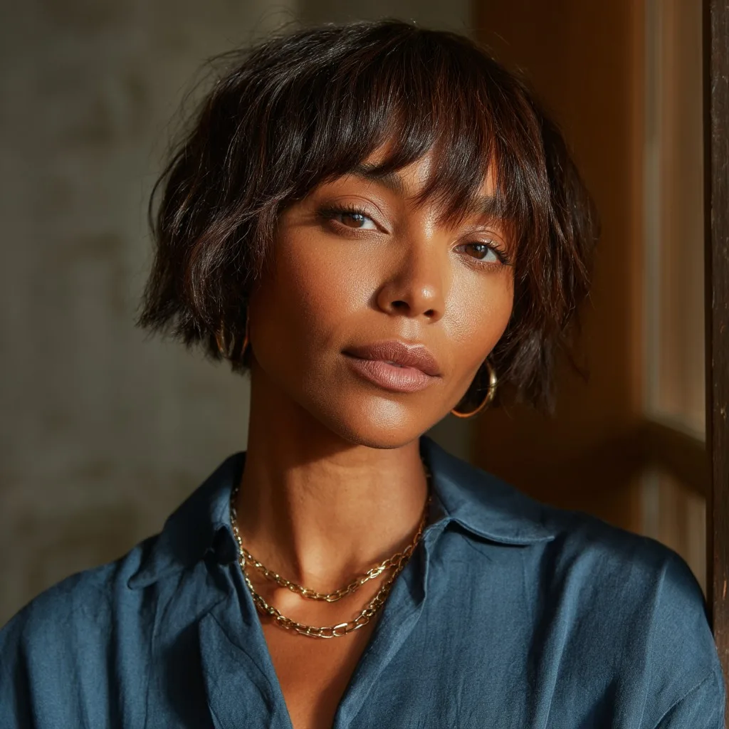 Chic Textured Bob with Wispy Bangs