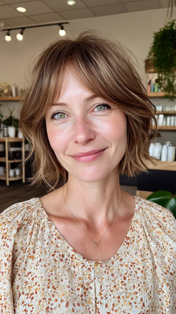 Chic Textured Chin-Length Bob with Soft Bangs