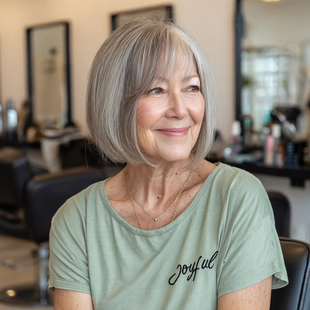 Chic Textured Grey Bob with Subtle Layers