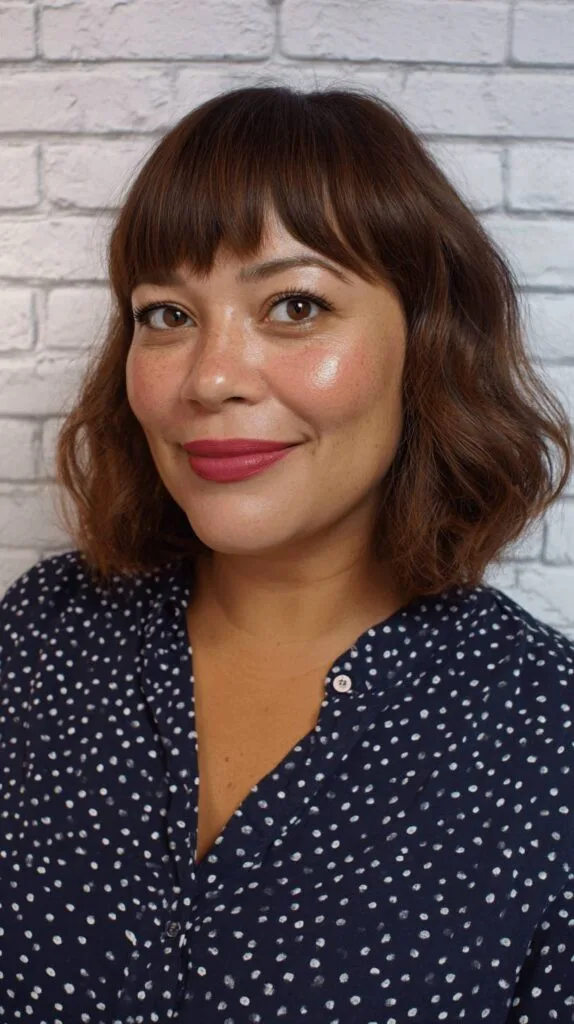 Chic Textured Lob with Playful Bangs