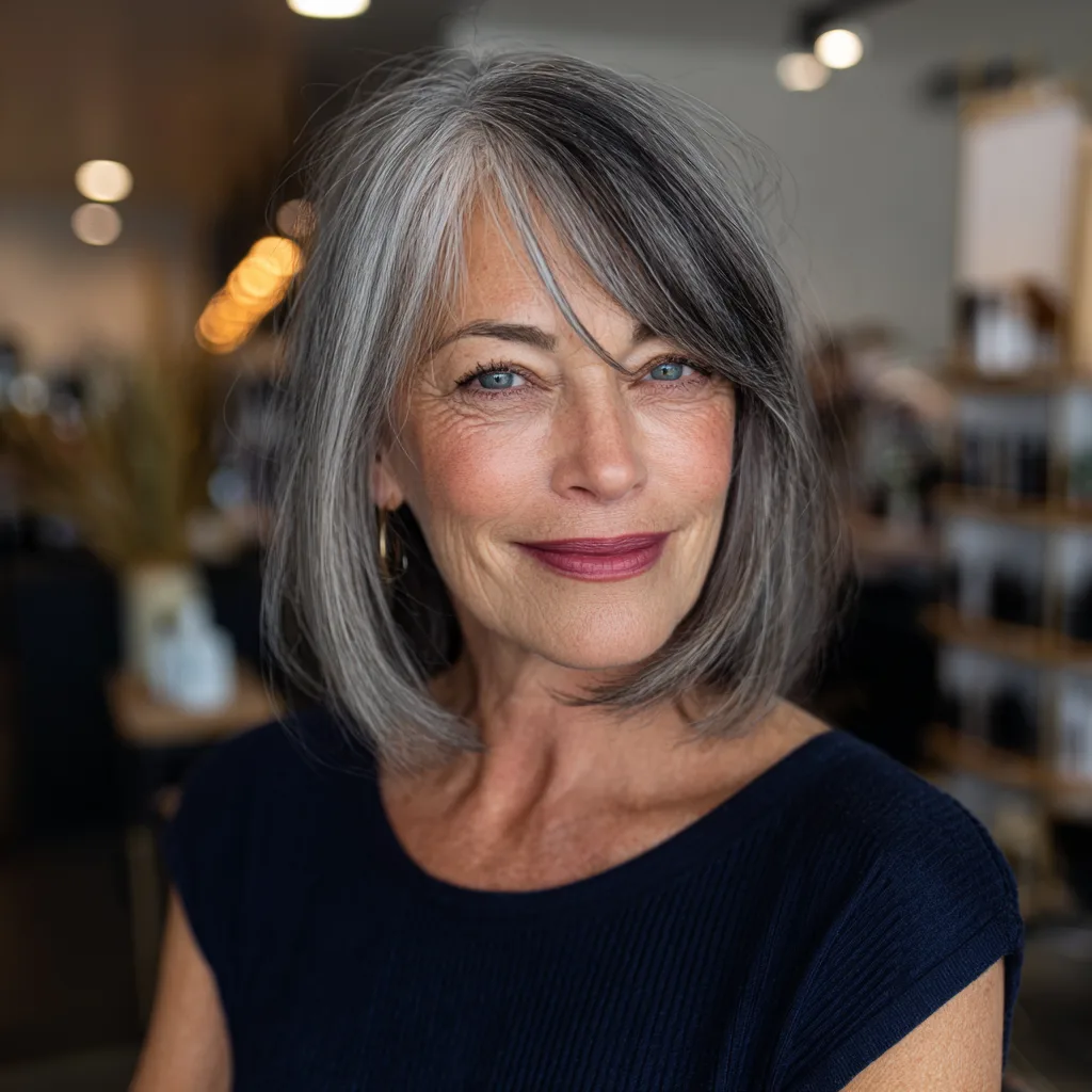 Chic Textured Lob with Side-Swept Bangs