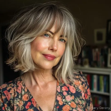 Chic Textured Lob with Soft Face-Framing Layers