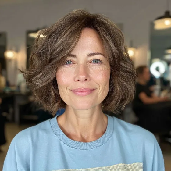 Chic Textured Lob with Soft Waves