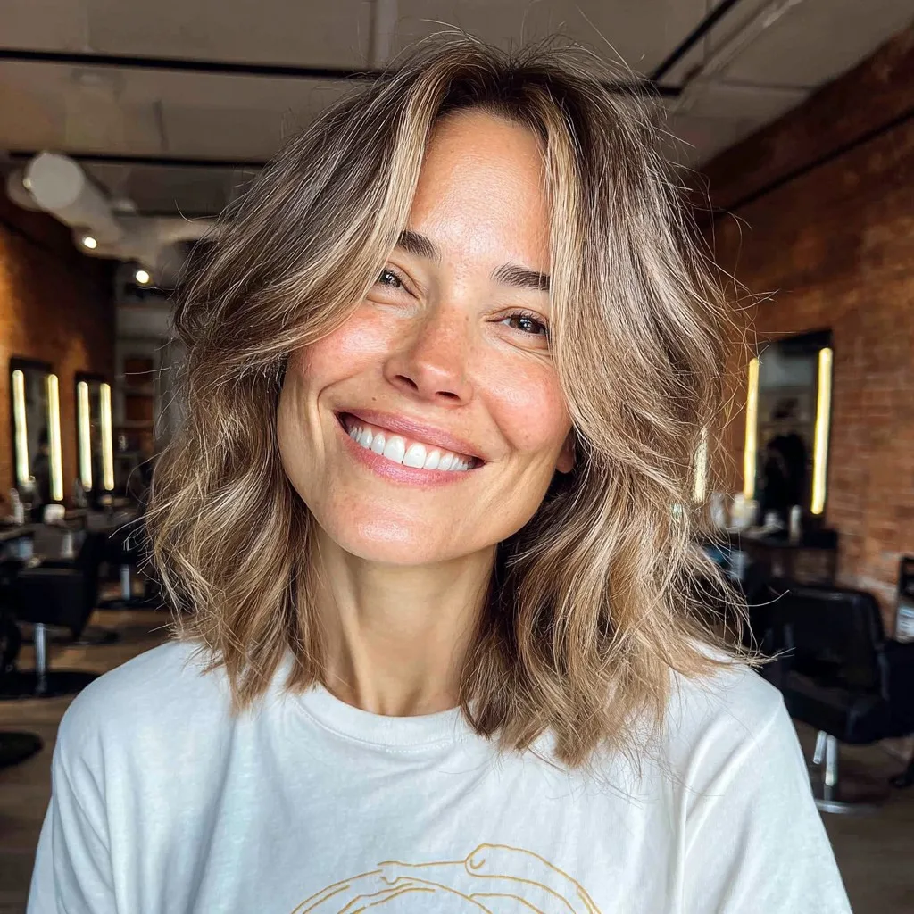 Chic Textured Midi Bob with Soft Layers