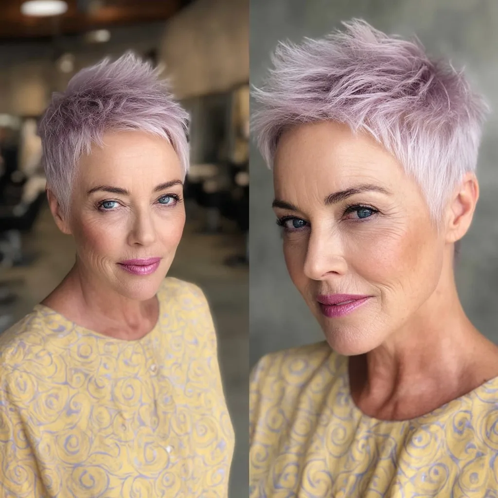 Chic Textured Pixie with Soft Lavender Hues
