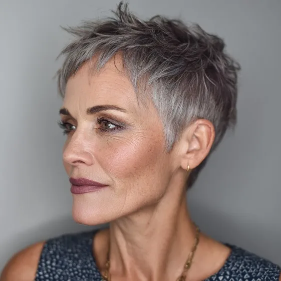 Chic Textured Pixie with Soft Silver Highlights