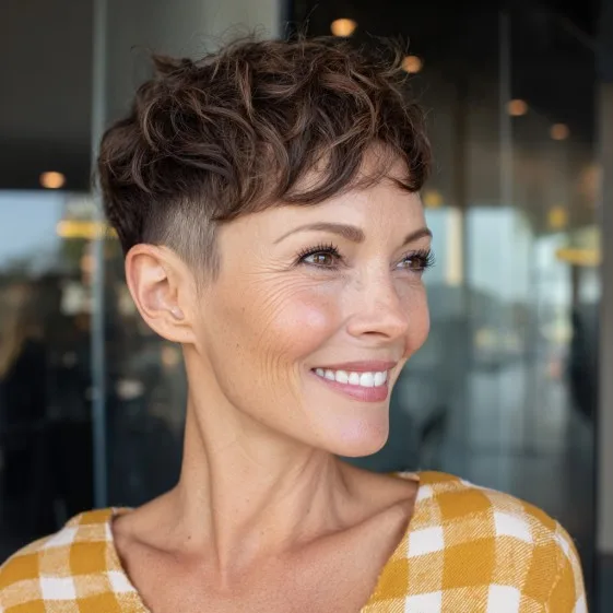 Chic Textured Pixie with Undercut and Soft Curls