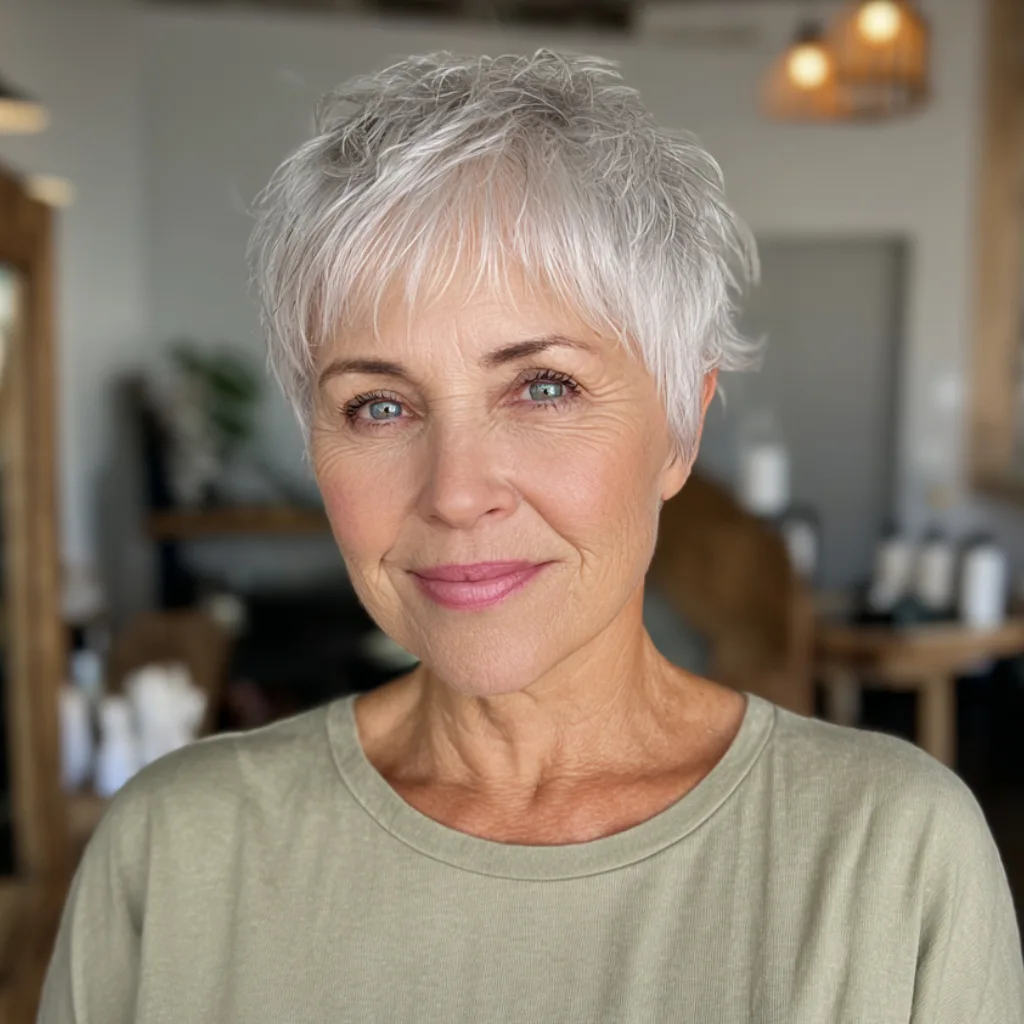 Chic Textured Platinum Pixie with Delicate Layers