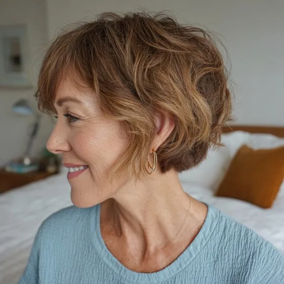 Chic Textured Short Bob with Soft Curls