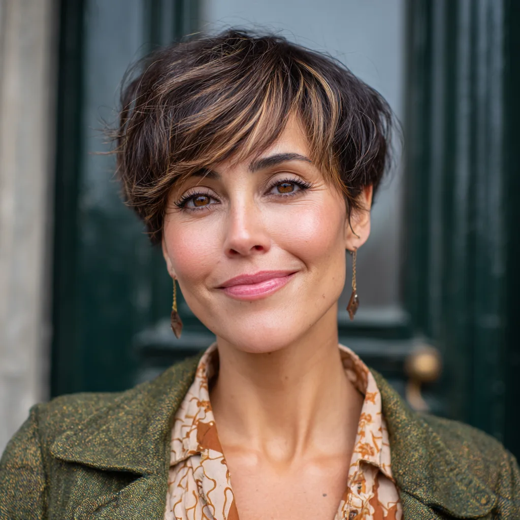 Chic Textured Short Pixie with Subtle Highlights