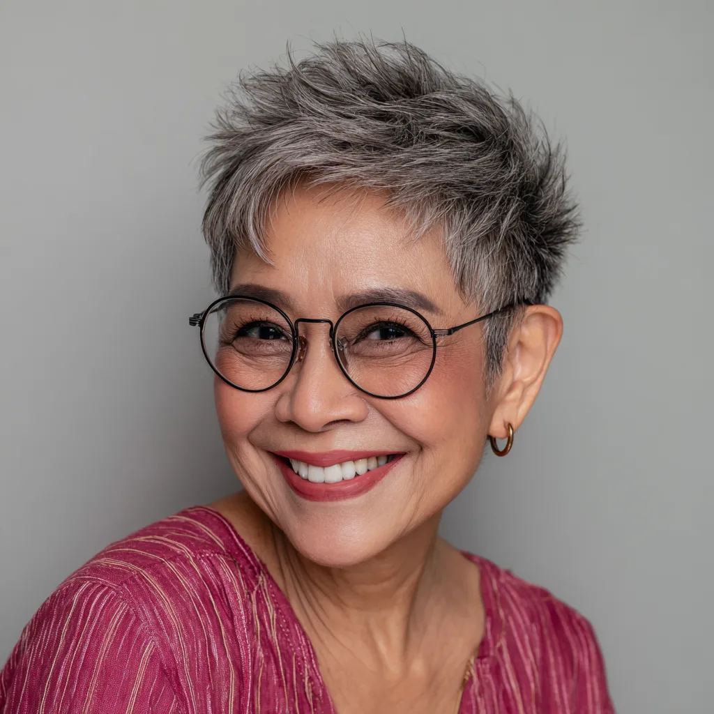 Chic Textured Silver Pixie Cut with Spiky Layers