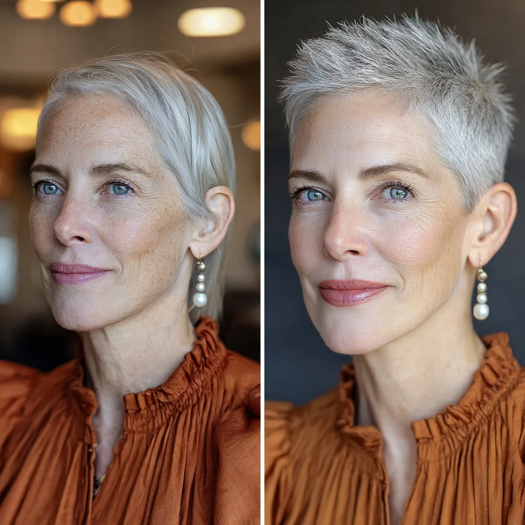 Chic Textured Silver Pixie with Soft Edges