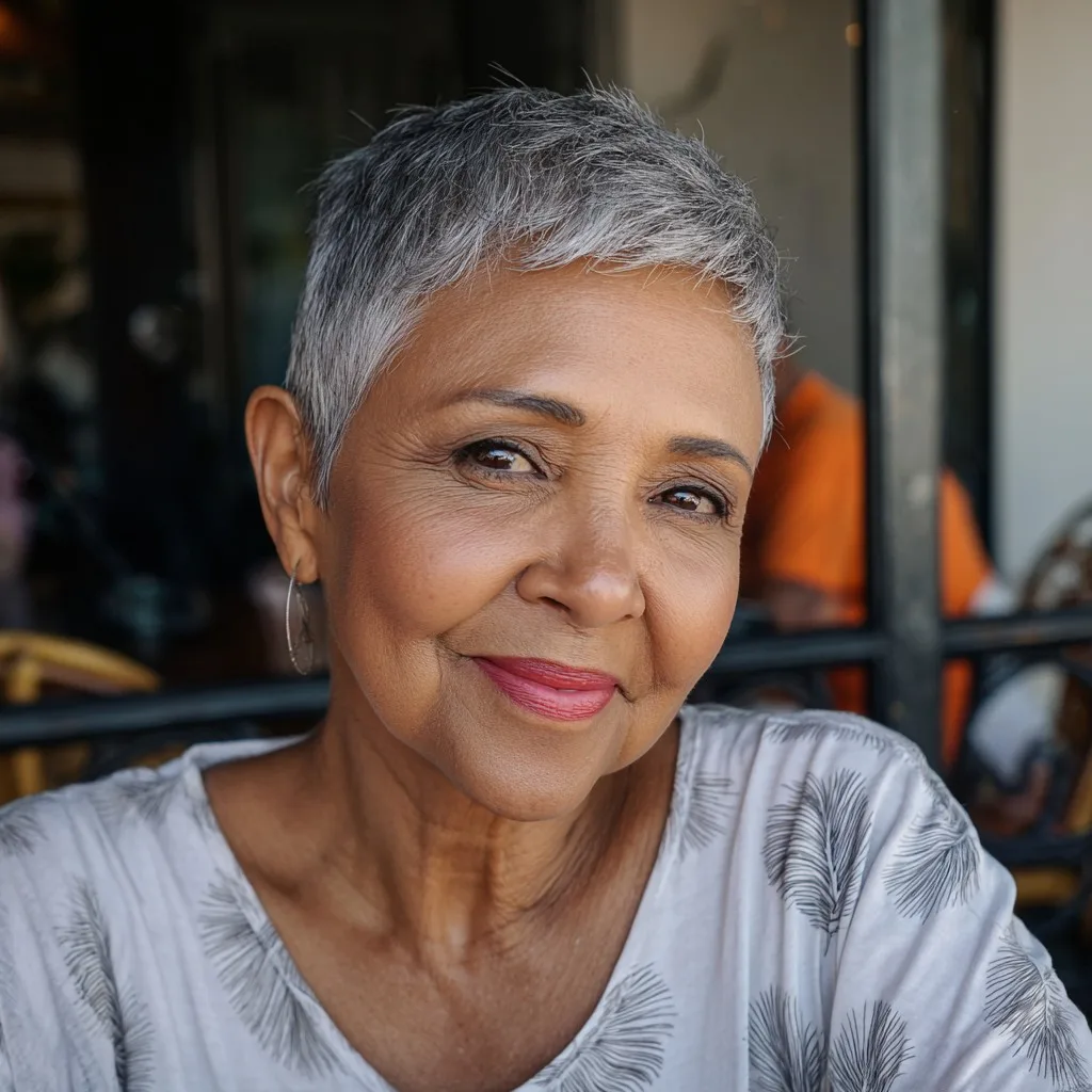 Chic Textured Silver Pixie with Subtle Layers