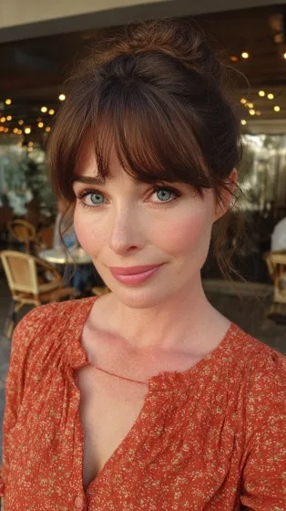 Chic Textured Updo with Soft Bangs
