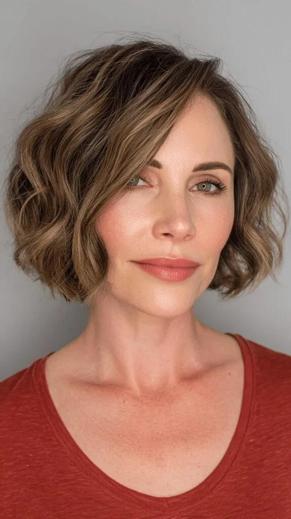 Chic Textured Wavy Bob with Face-Framing Layers
