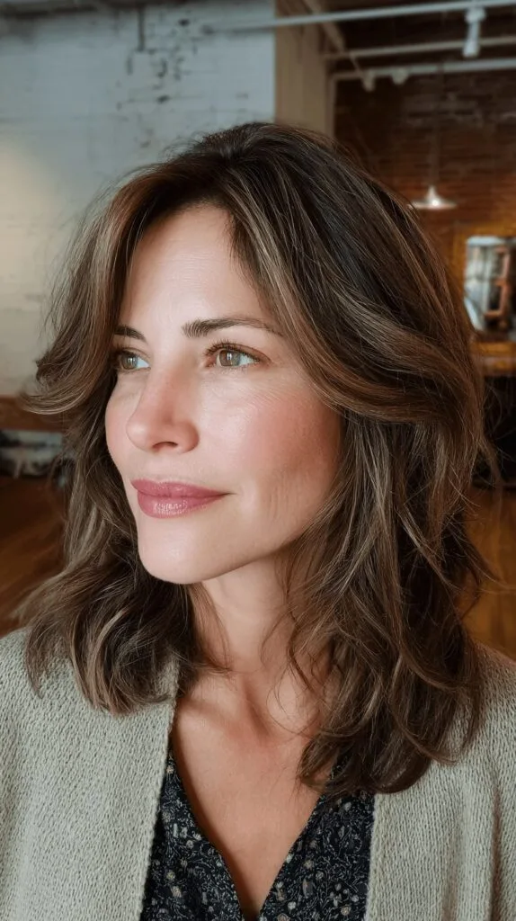 Chic Textured Wavy Cut with Luminous Highlights