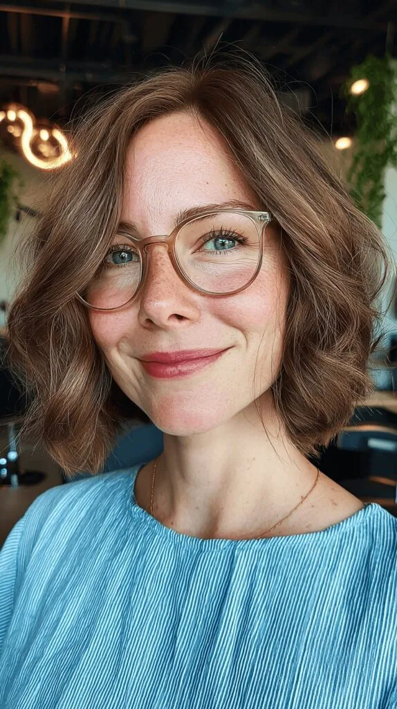 Chic Textured Wavy Lob with Face-Framing Layers