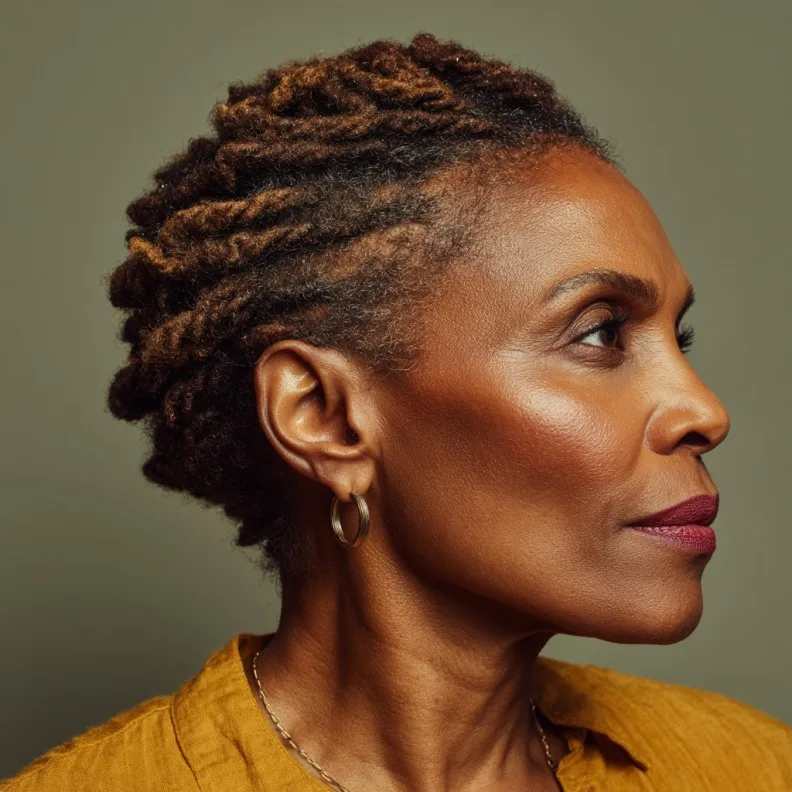 Chic Twisted Short Cut with Warm Highlights