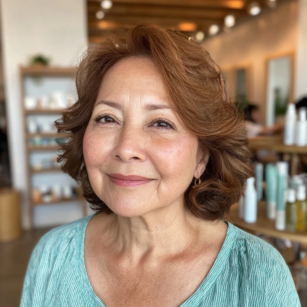 Chic Voluminous Curls with Side Bangs