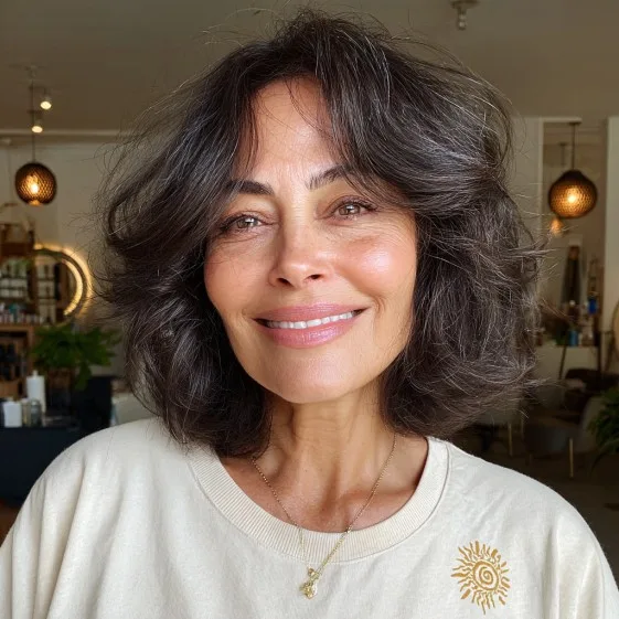 Chic Voluminous Long Choppy Bob with Soft Layers