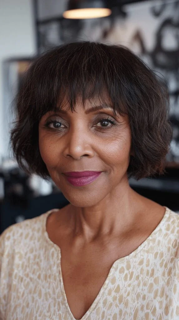 Chic Wispy Bangs with Textured Bob