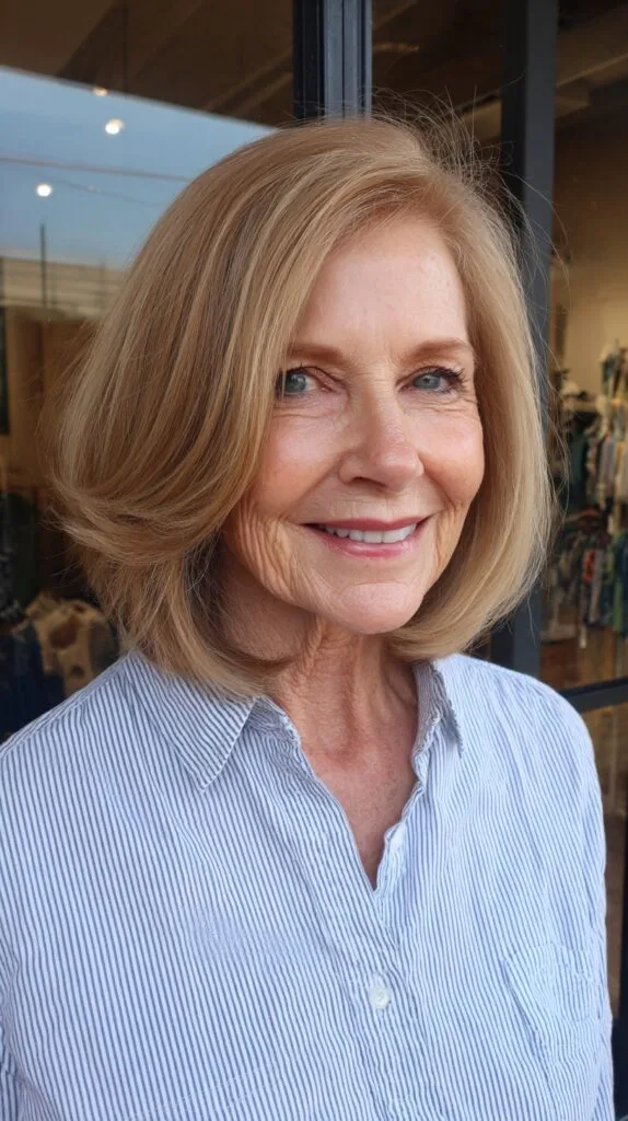 Chin-Grazing Long Bob with Face-Framing Layers and Subtle Root Shadow