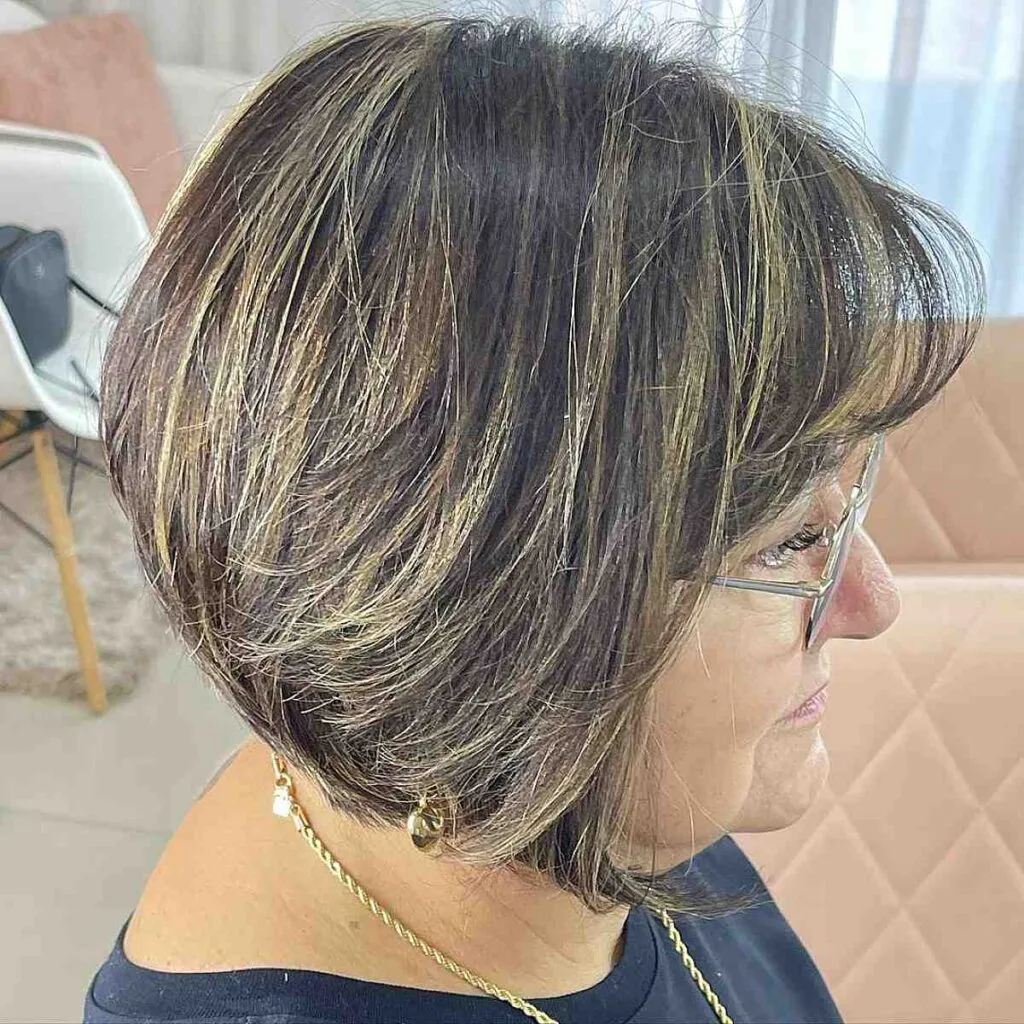 Chin-Length Bob suited for women with oversized glasses