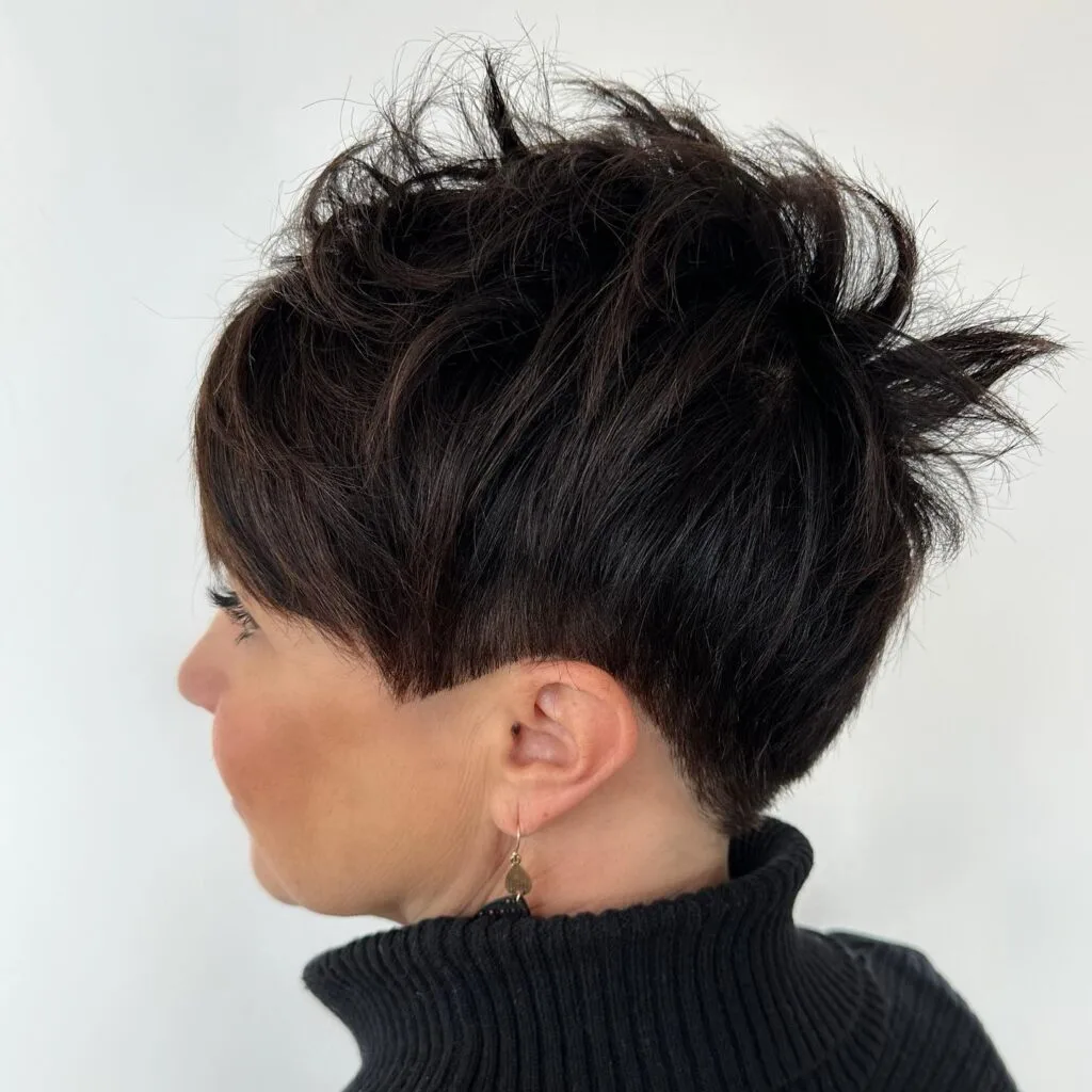 Choppy Dark Pixie Cut with Subtle Undercut