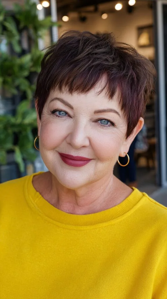 Choppy Micro-Bang Pixie with Textured Crown and Soft Temple Taper