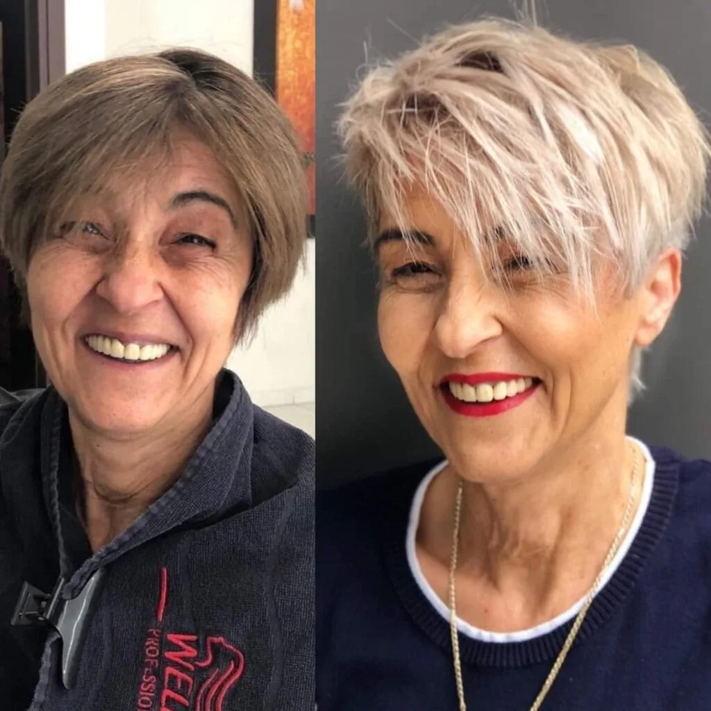 Choppy pixie for older women with thin hair