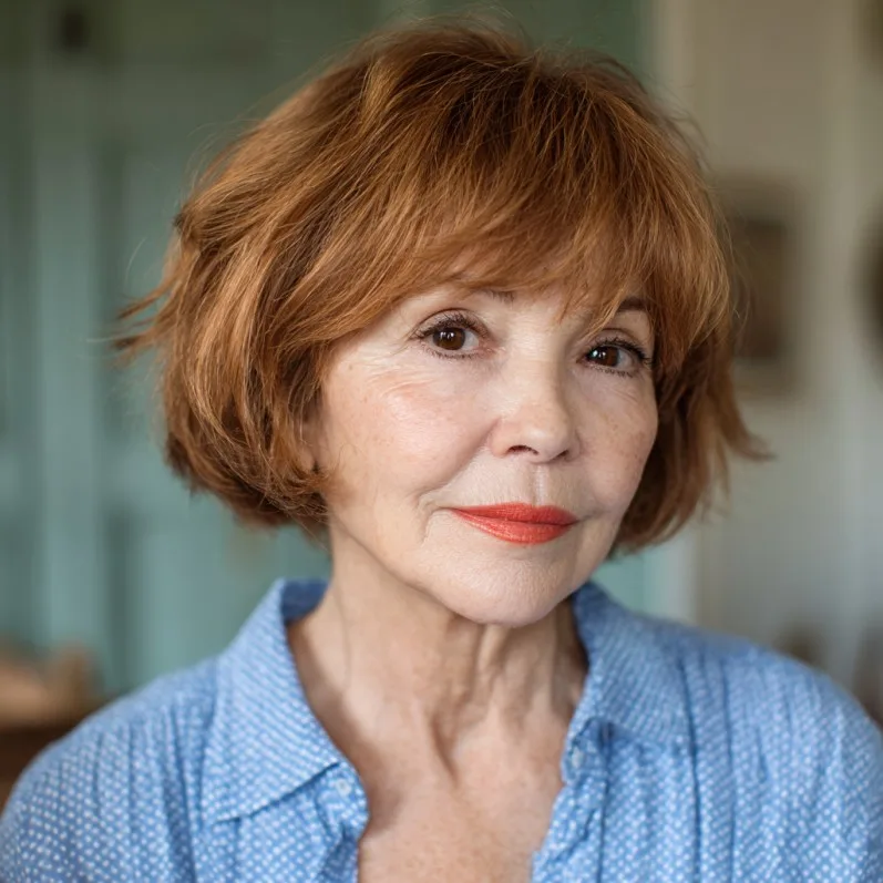 Choppy Red Bob with Fluffy Texture