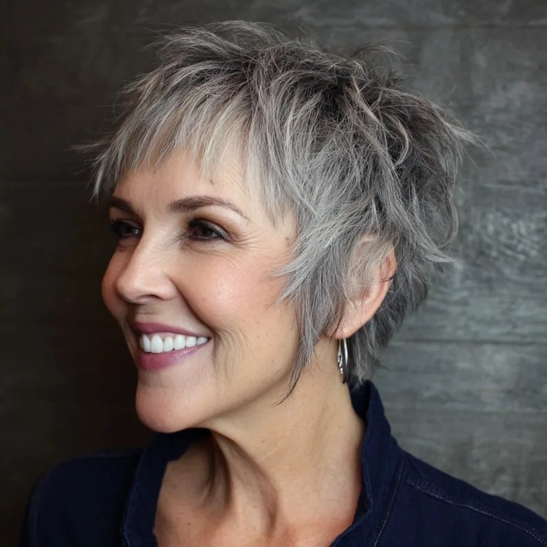 Choppy Silver Pixie with Lively Texture