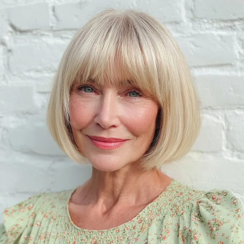 Classic Blunt Bob with Soft Bangs