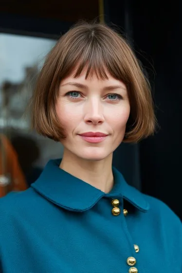 Classic Blunt Bob with Subtle Fringe