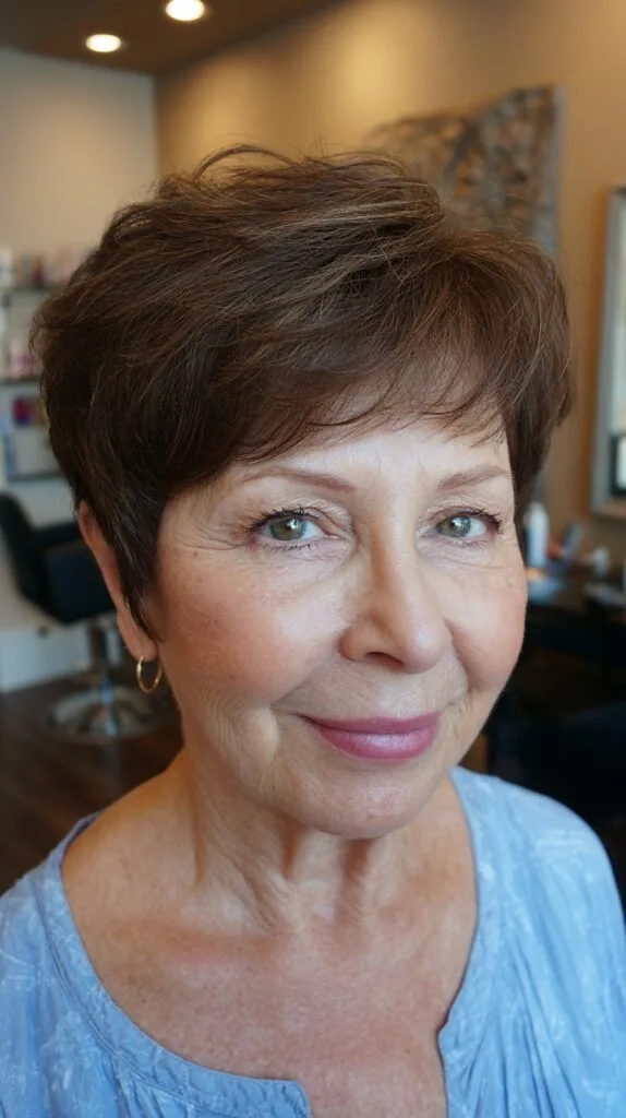 Classic Brunette Short Layer with Natural Wave