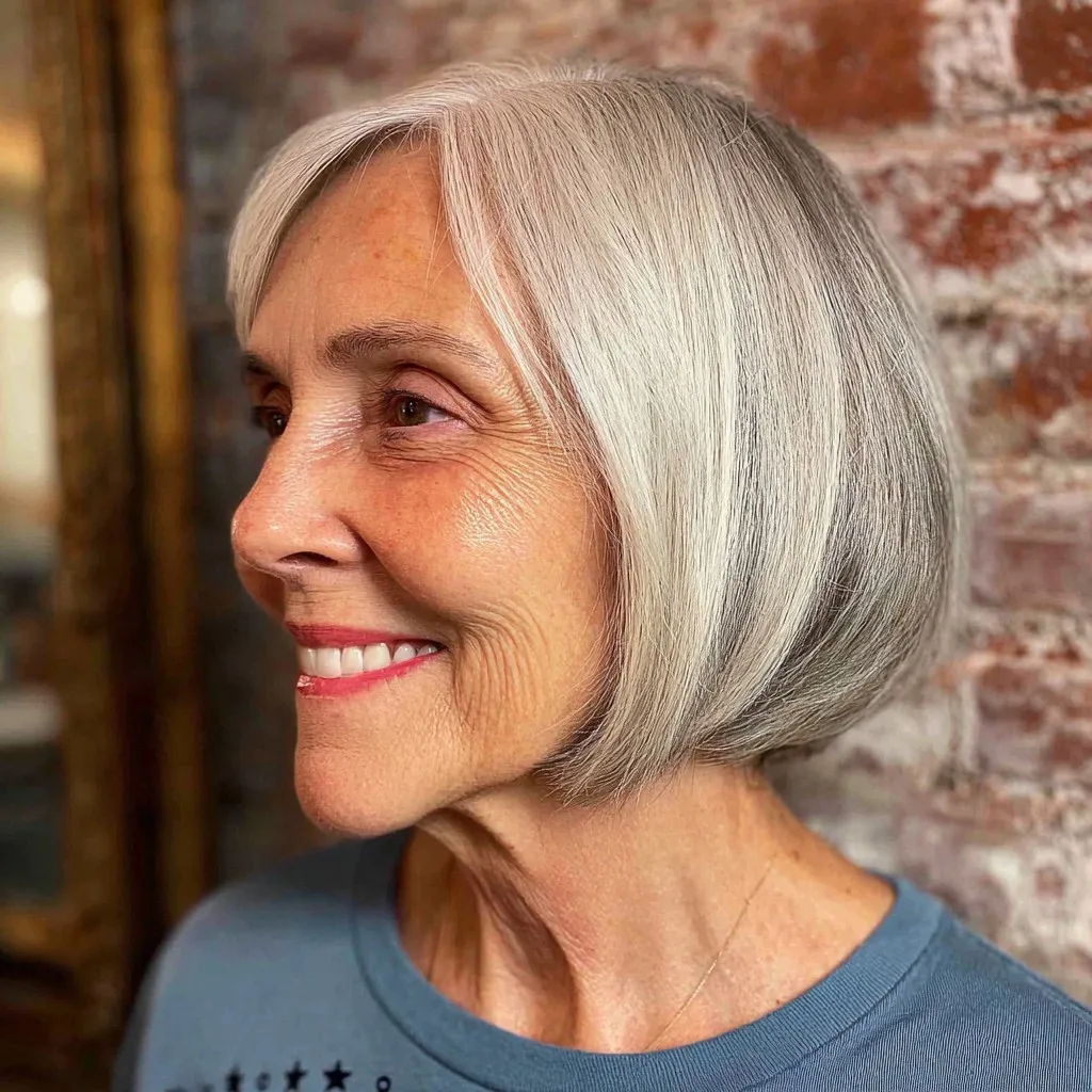 Classic Silver Blunt Bob with Subtle Texture