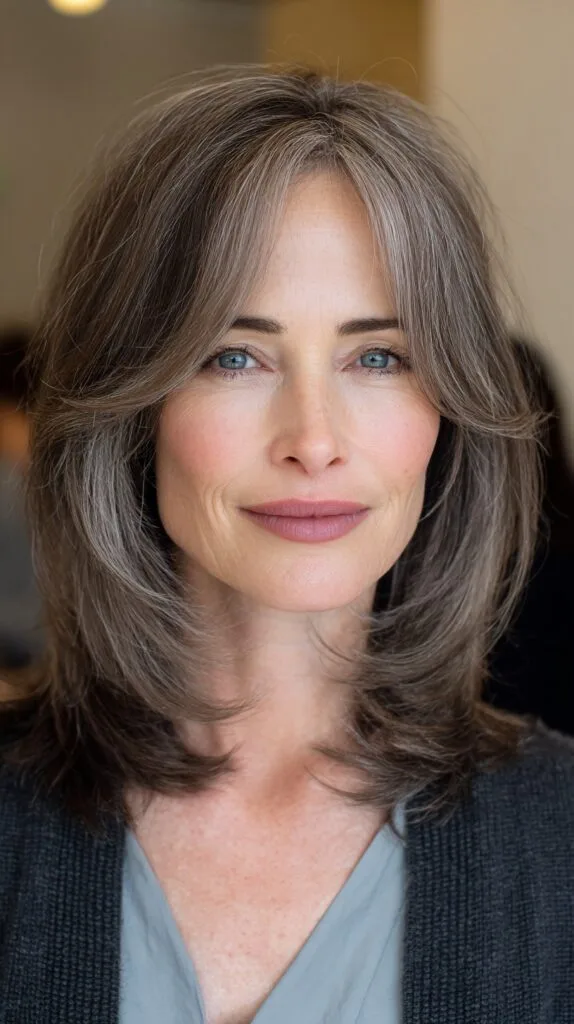 Classic Silver Layering with Frame-Softening Bangs