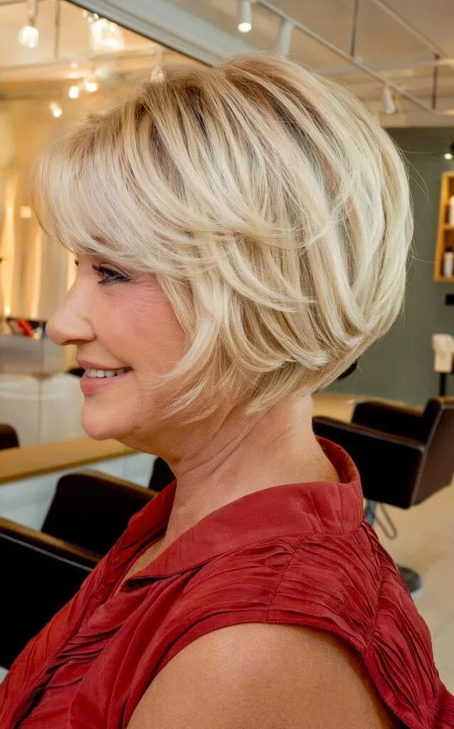 Classy Angled Bob Cut for Thick Hair for older women past 60