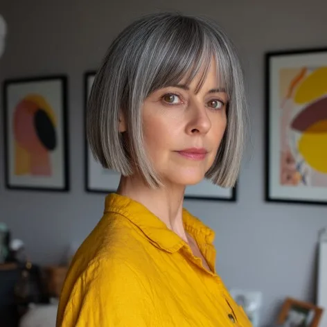Contemporary Silver Bob with Subtle Fringe