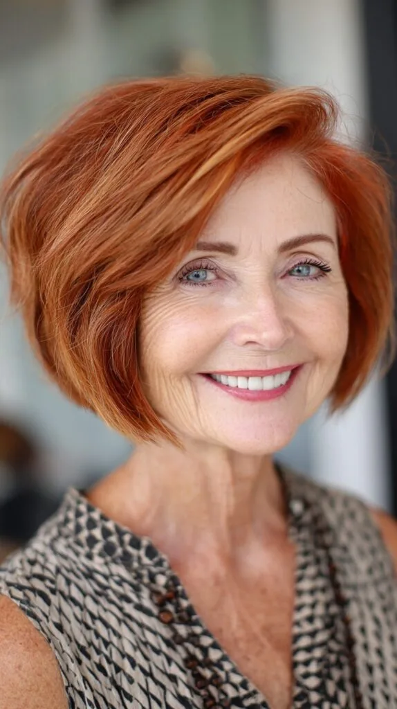 Copper A-Line Graduated Bob with Side-Feathered Fringe