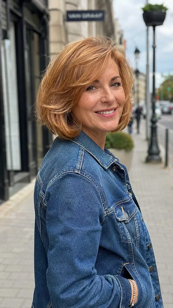 Copper Chin-Length Bob with Flipped Bouncy Edges