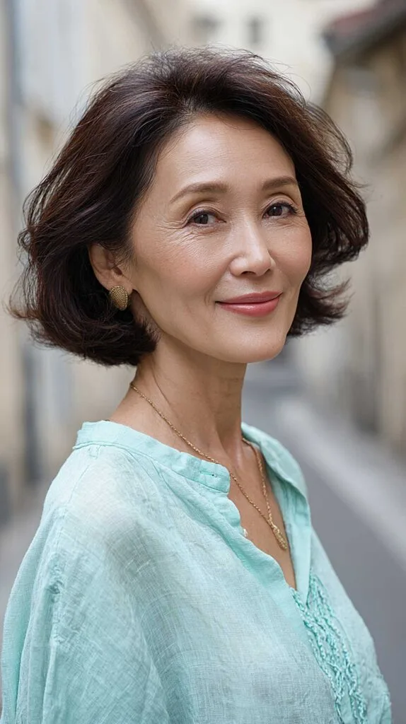 Dark Chin-Length Bob with Soft Flipped Ends and Volume