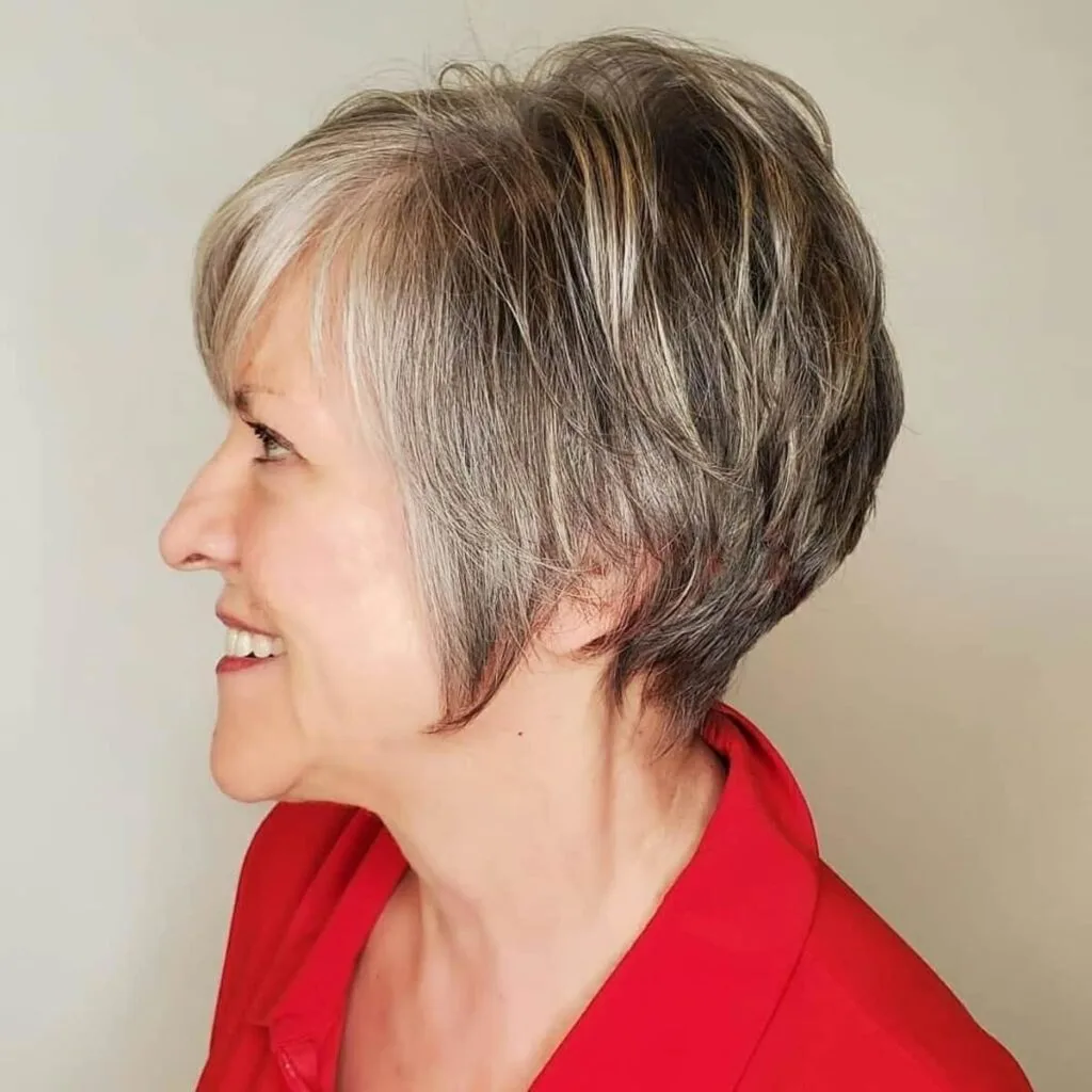 Dimensional salt and pepper hair for grandmas