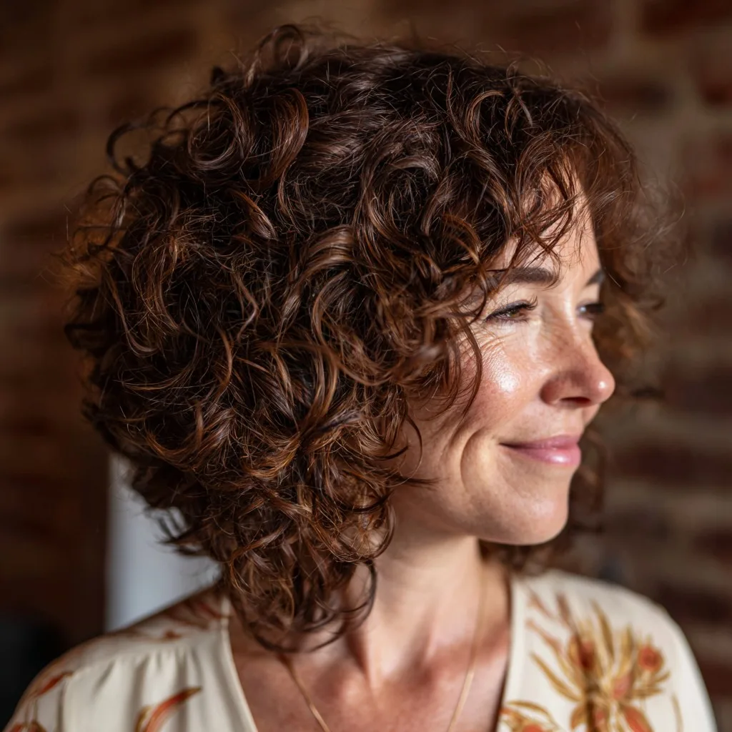 Dynamic Curly Bob with Effortless Volume