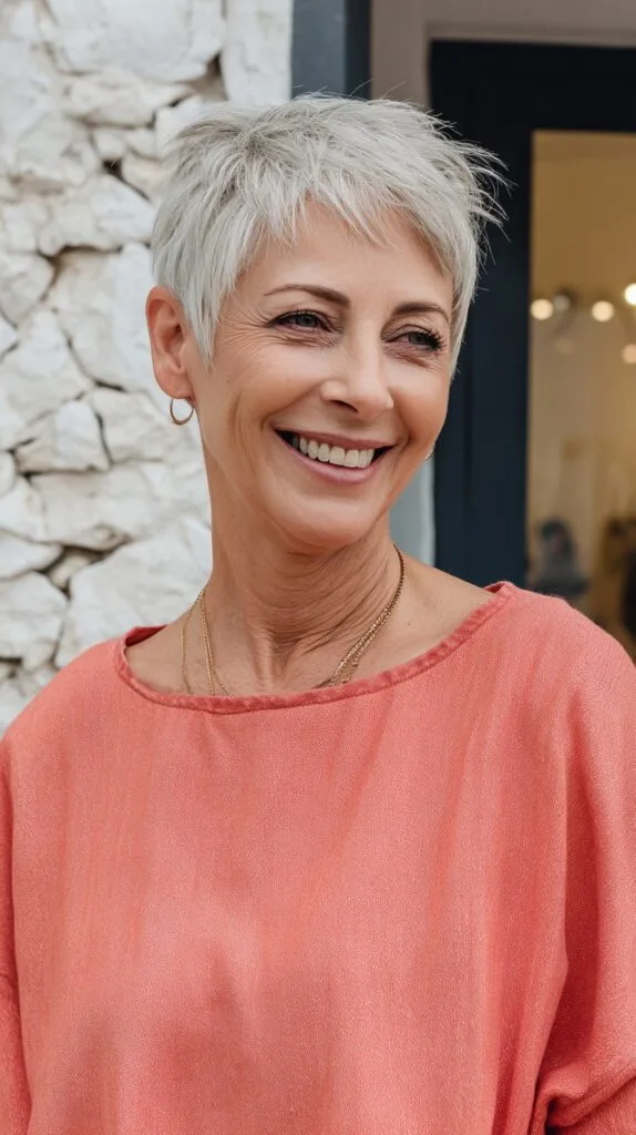 Dynamic Silver Feathered Razor Cut for Thinning Hair